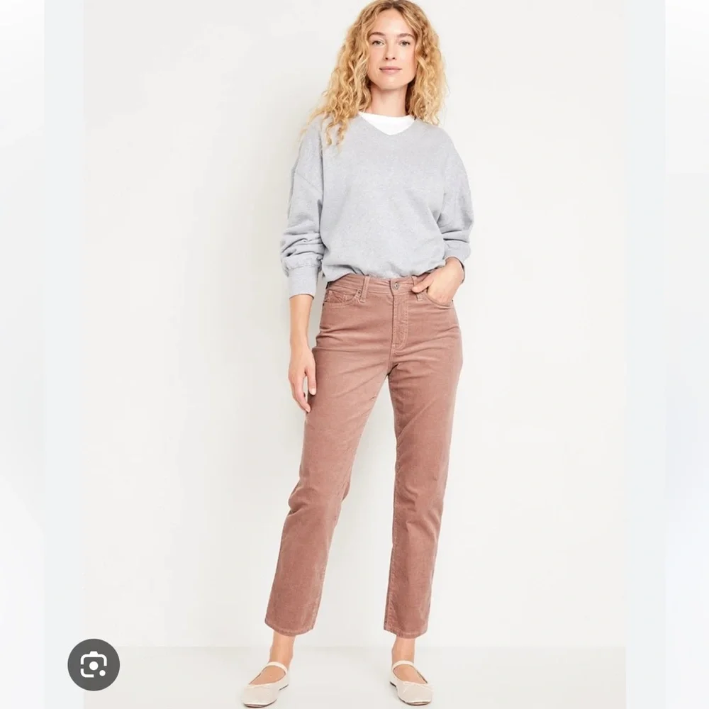 Old Navy High Waisted OG straight Corduroy Ankle Pants 28W Chanterelle(pink) - Picture 1 of 10